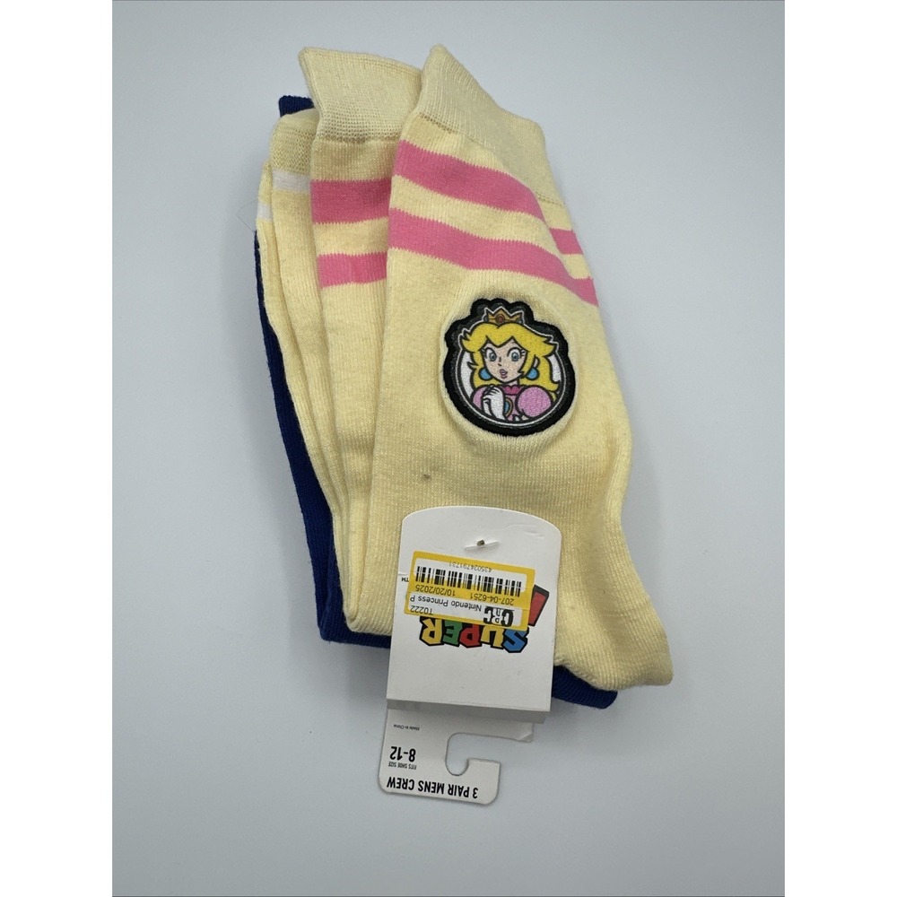 Nintendo Princess Peach, Toad & Donkey Kong 3pk Crew Socks 8-12